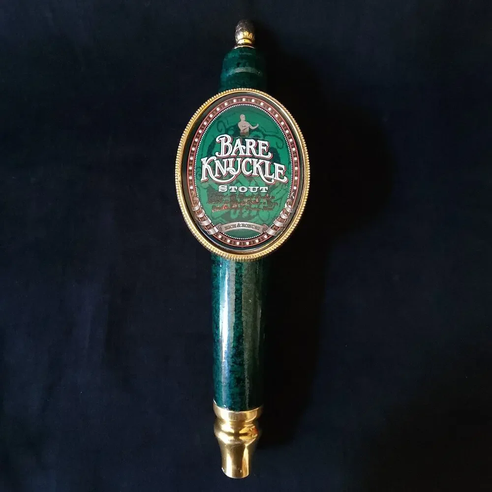 Rare Bare Knuckle Stout Home Bar Beer Tap Handle Anheuser Busch Green & Gold